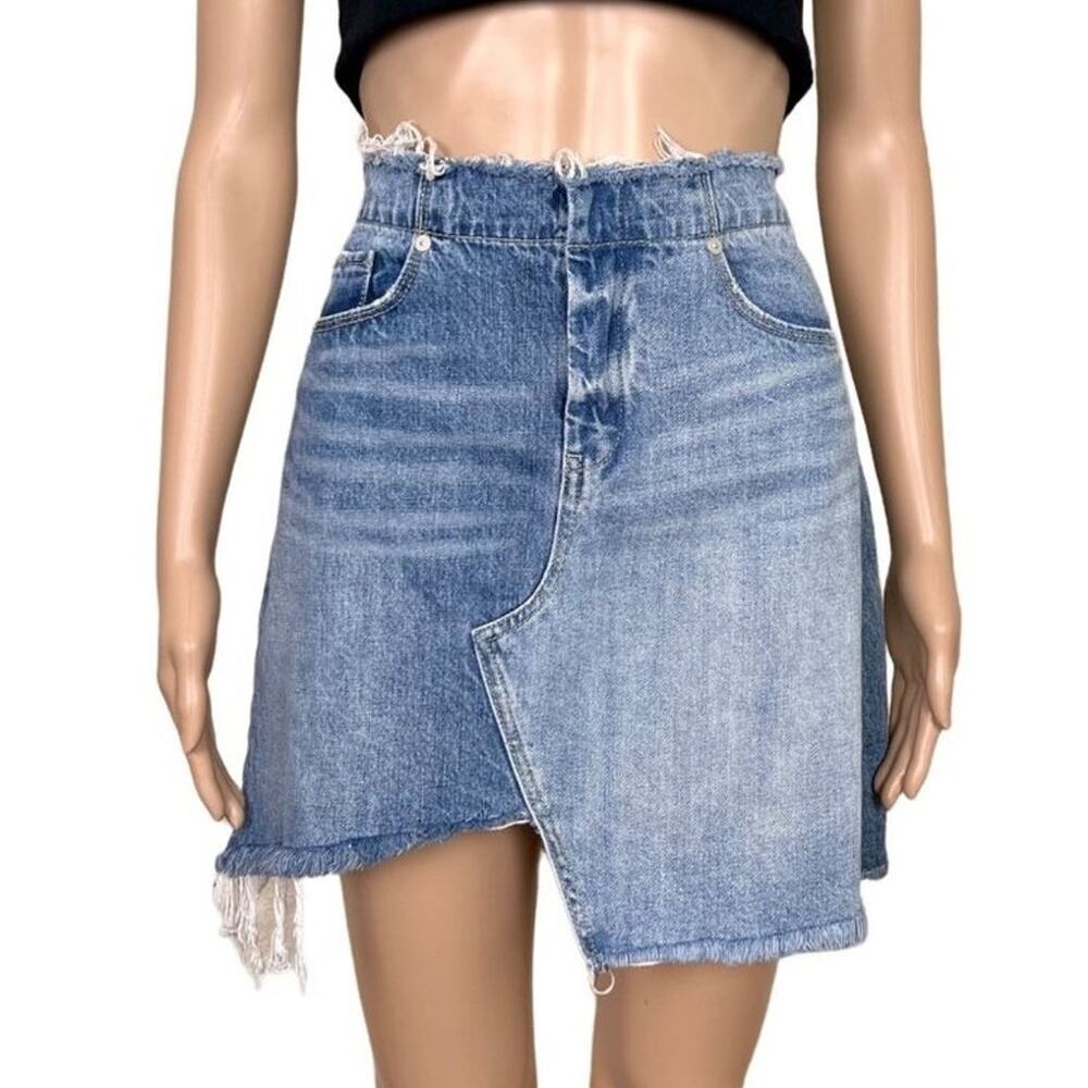 Chelsea & Violet Destructed Jean Skirt size 29 Blue Asymmetrical Cotton